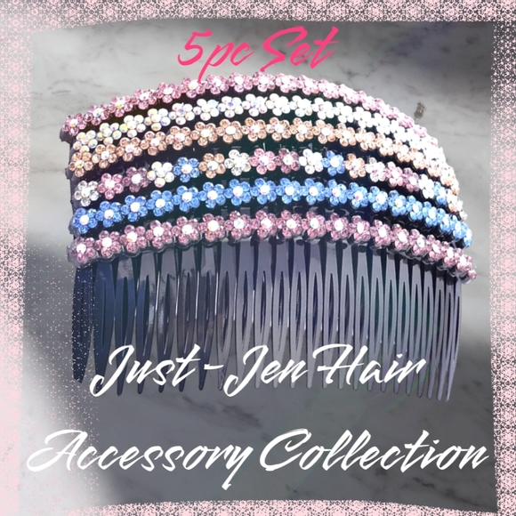 Beautiful 5pc Colorful Crystal Rhinestone Combs/ Hair Pins - Picture 4 of 11